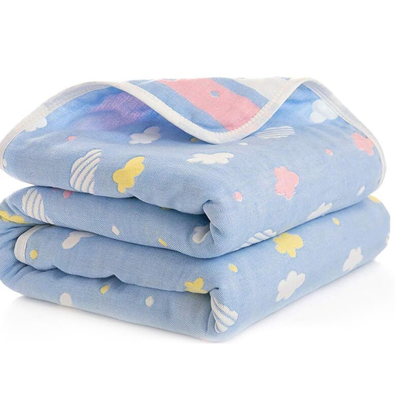 Multi color Mushroom Designed Organic Muslin Blanket, Bib and Napkin Matching Set - Little Surprise BoxMulti color Mushroom Designed Organic Muslin Blanket, Bib and Napkin Matching Set