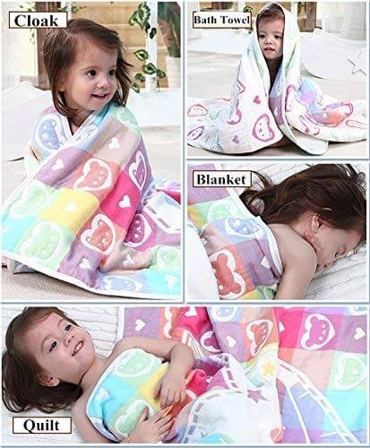 Multi color Mushroom Designed Organic Muslin Blanket, Bib and Napkin Matching Set - Little Surprise BoxMulti color Mushroom Designed Organic Muslin Blanket, Bib and Napkin Matching Set