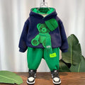 Navy & Green Muffler Teddy 2 piece Track Suit set for Kids - Little Surprise BoxNavy & Green Muffler Teddy 2 piece Track Suit set for Kids