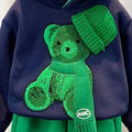Navy & Green Muffler Teddy 2 piece Track Suit set for Kids - Little Surprise BoxNavy & Green Muffler Teddy 2 piece Track Suit set for Kids