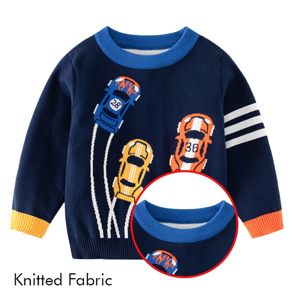 Navy Race Cars Theme Cardigan/Warmer/Sweater for Toddlers & Kids - Little Surprise BoxNavy Race Cars Theme Cardigan/Warmer/Sweater for Toddlers & Kids