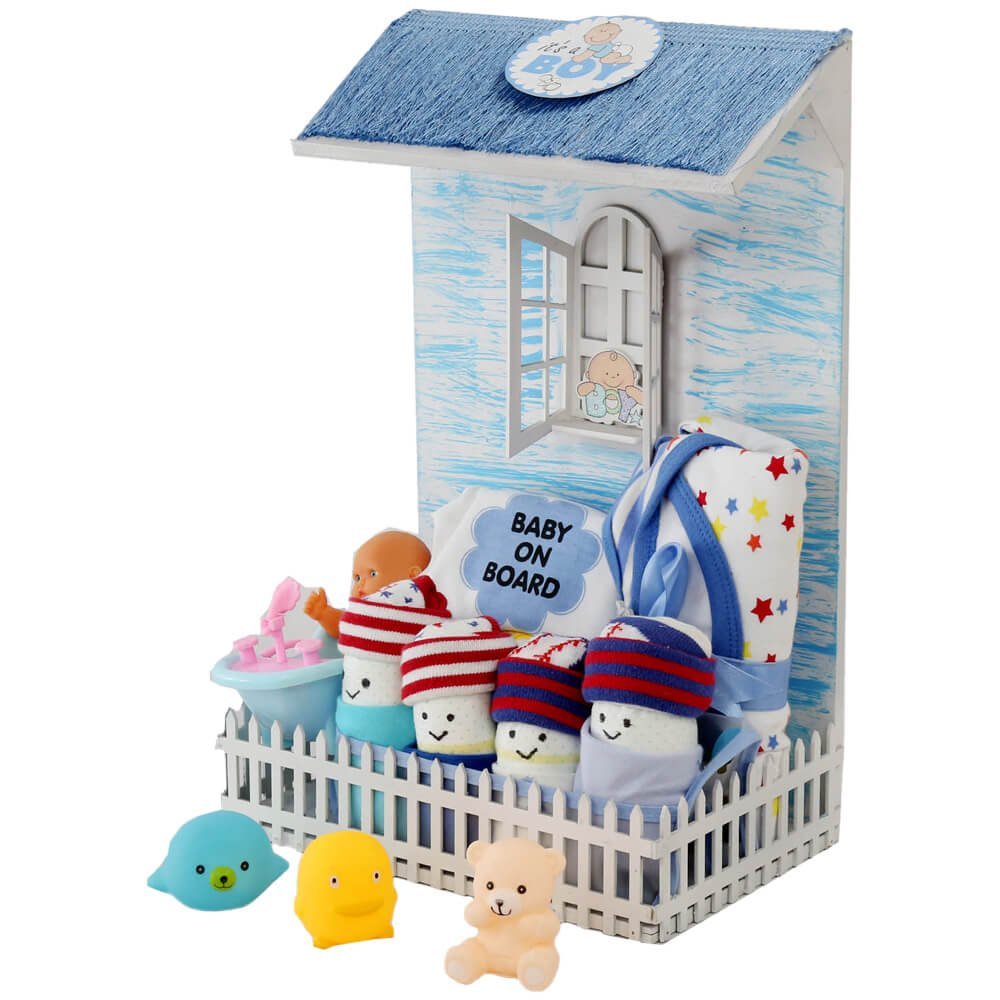 Newborn Baby Boy Picket Fence House Hamper (0-12 months) - Little Surprise BoxNewborn Baby Boy Picket Fence House Hamper (0-12 months)