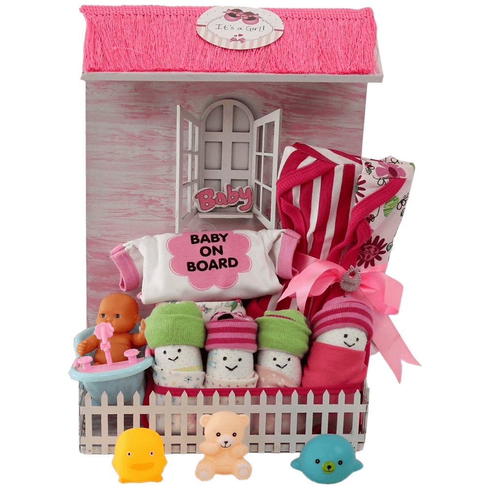 Newborn Baby Girl Picket Fence House Hamper (0-12 months) - Little Surprise BoxNewborn Baby Girl Picket Fence House Hamper (0-12 months)