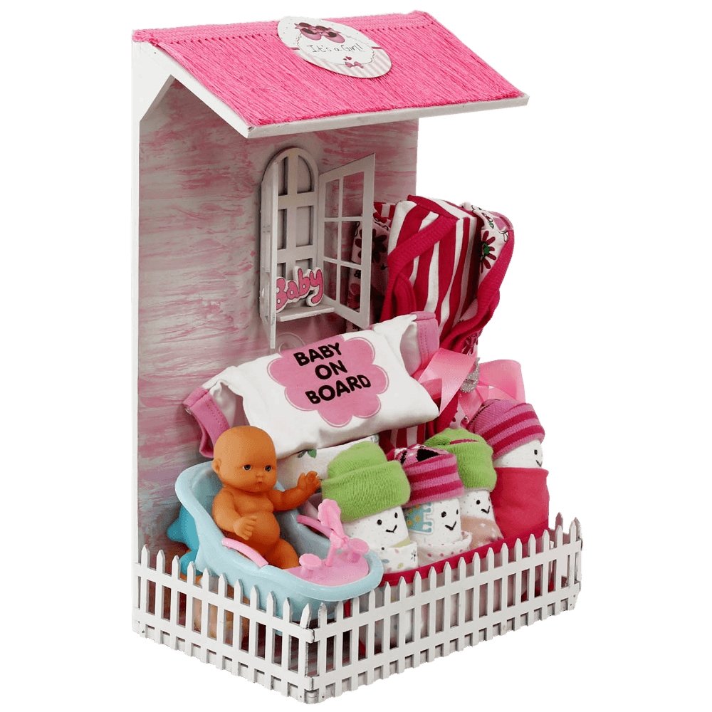 Newborn Baby Girl Picket Fence House Hamper (0-12 months) - Little Surprise BoxNewborn Baby Girl Picket Fence House Hamper (0-12 months)