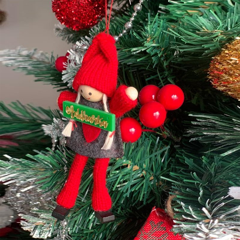 Personalised Grey Poncho Wooden Doll - Girl Tree Ornament - Little Surprise BoxPersonalised Grey Poncho Wooden Doll - Girl Tree Ornament