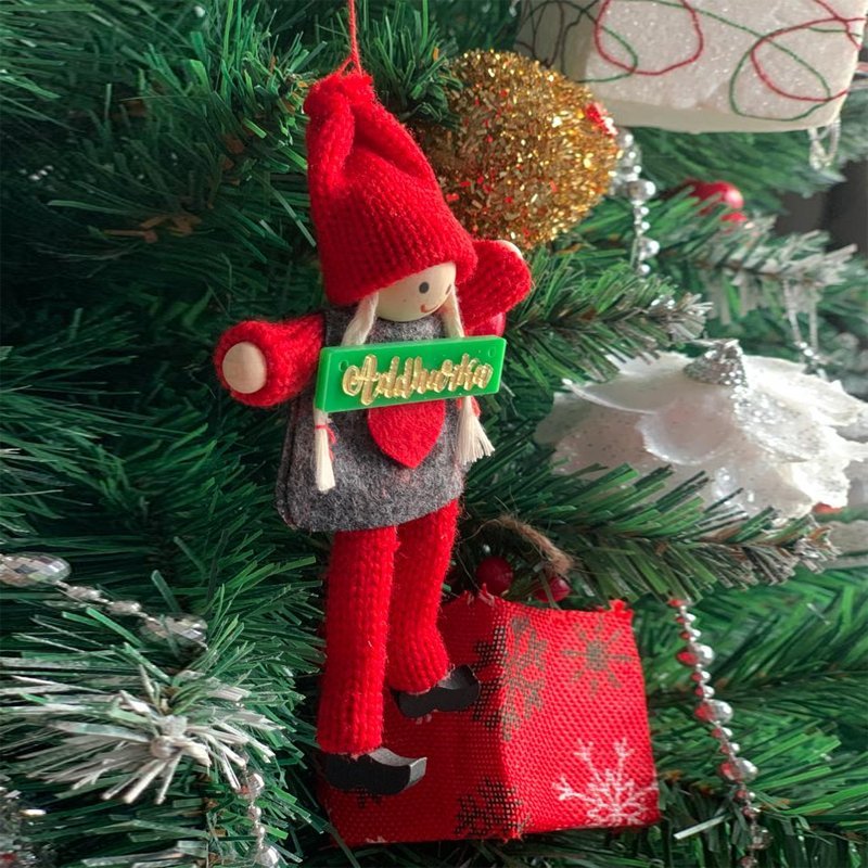 Personalised Grey Poncho Wooden Doll - Girl Tree Ornament - Little Surprise BoxPersonalised Grey Poncho Wooden Doll - Girl Tree Ornament