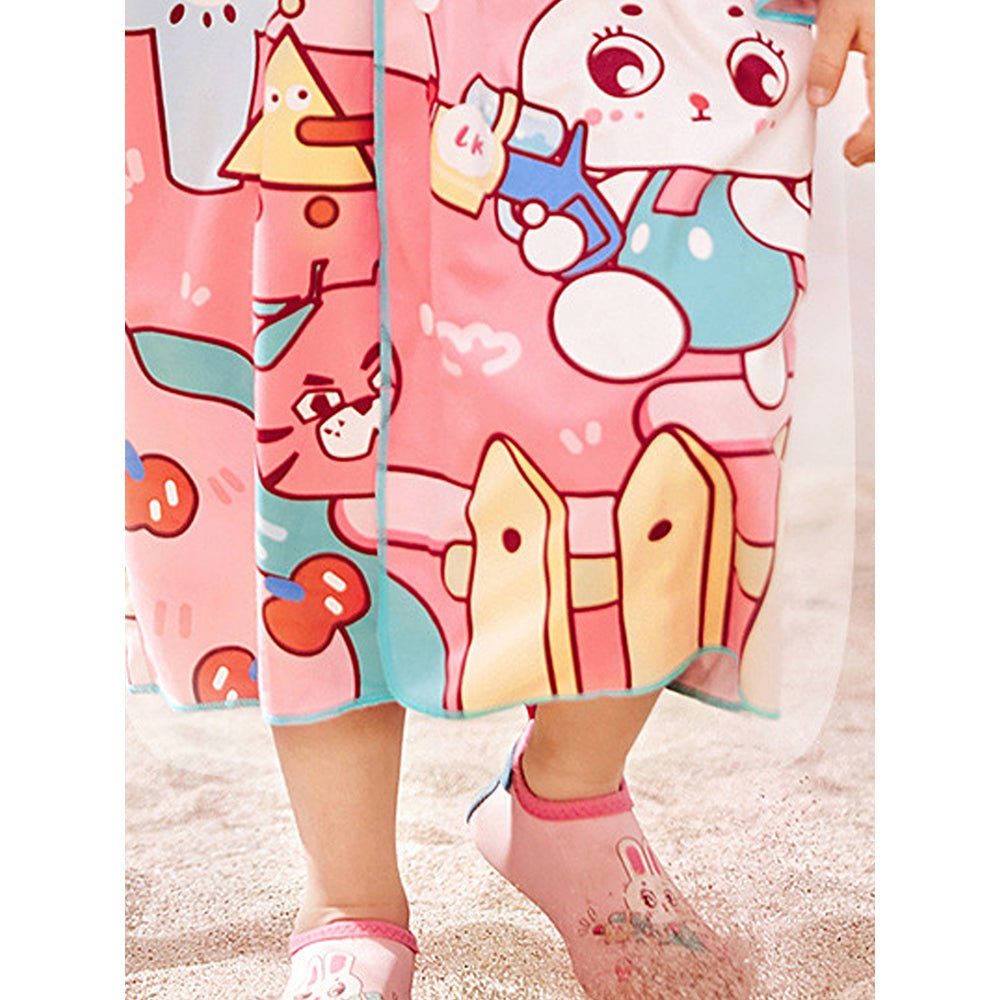 Pink Bunny Lightweight Microfibre Hooded Swim Poncho/ beach coverup towel for Kids - Little Surprise BoxPink Bunny Lightweight Microfibre Hooded Swim Poncho/ beach coverup towel for Kids
