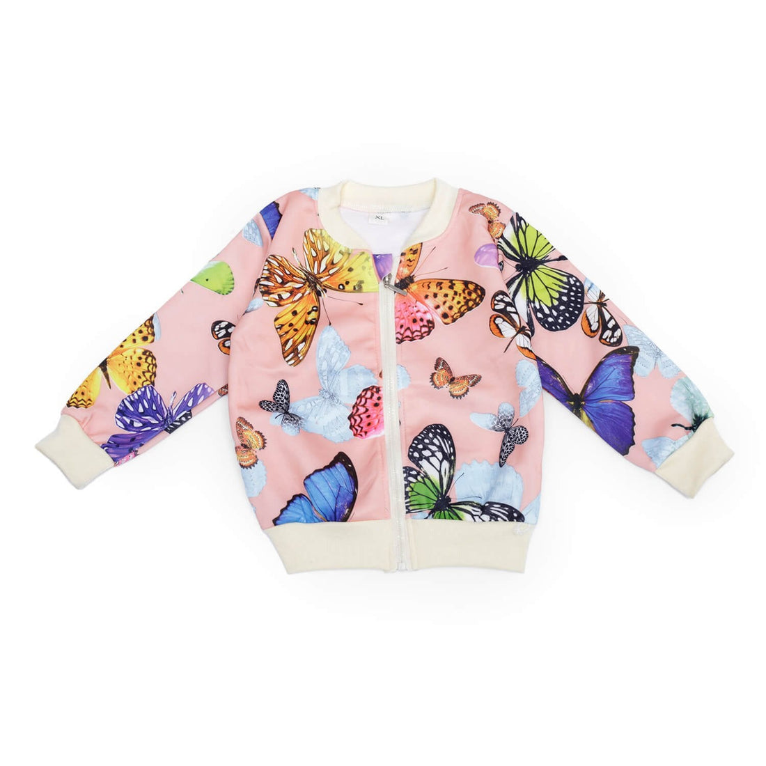 Pink Butterfly Kids Zipper Jacket and Track Pant set - Little Surprise BoxPink Butterfly Kids Zipper Jacket and Track Pant set