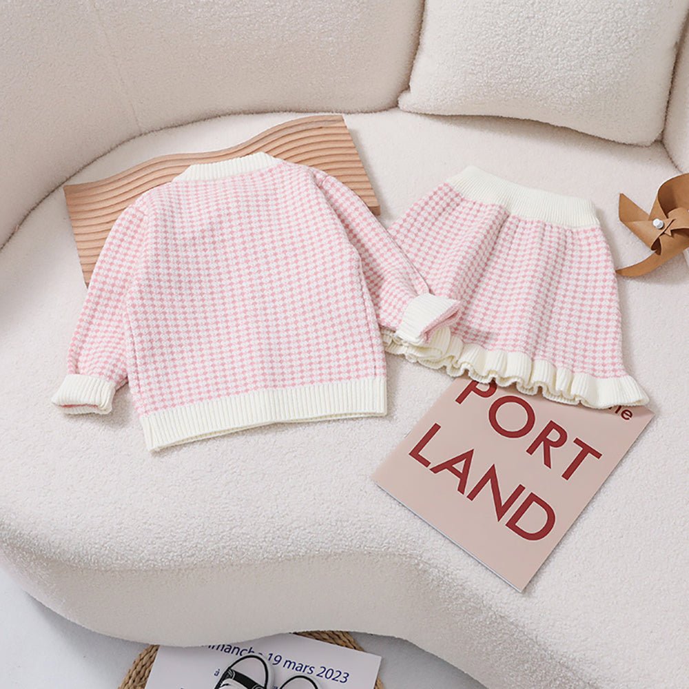 Pink & Cream Big Bow , 2 pc Top & Skirt set for Toddlers and Kids - Little Surprise BoxPink & Cream Big Bow , 2 pc Top & Skirt set for Toddlers and Kids