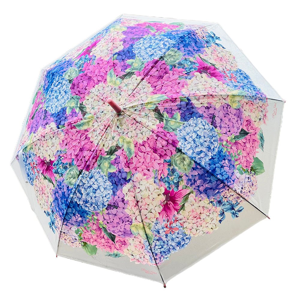 Pink Hydrangea Bunch Floral Print Translucent All-season Umbrella for kids & Adults - Little Surprise BoxPink Hydrangea Bunch Floral Print Translucent All-season Umbrella for kids & Adults