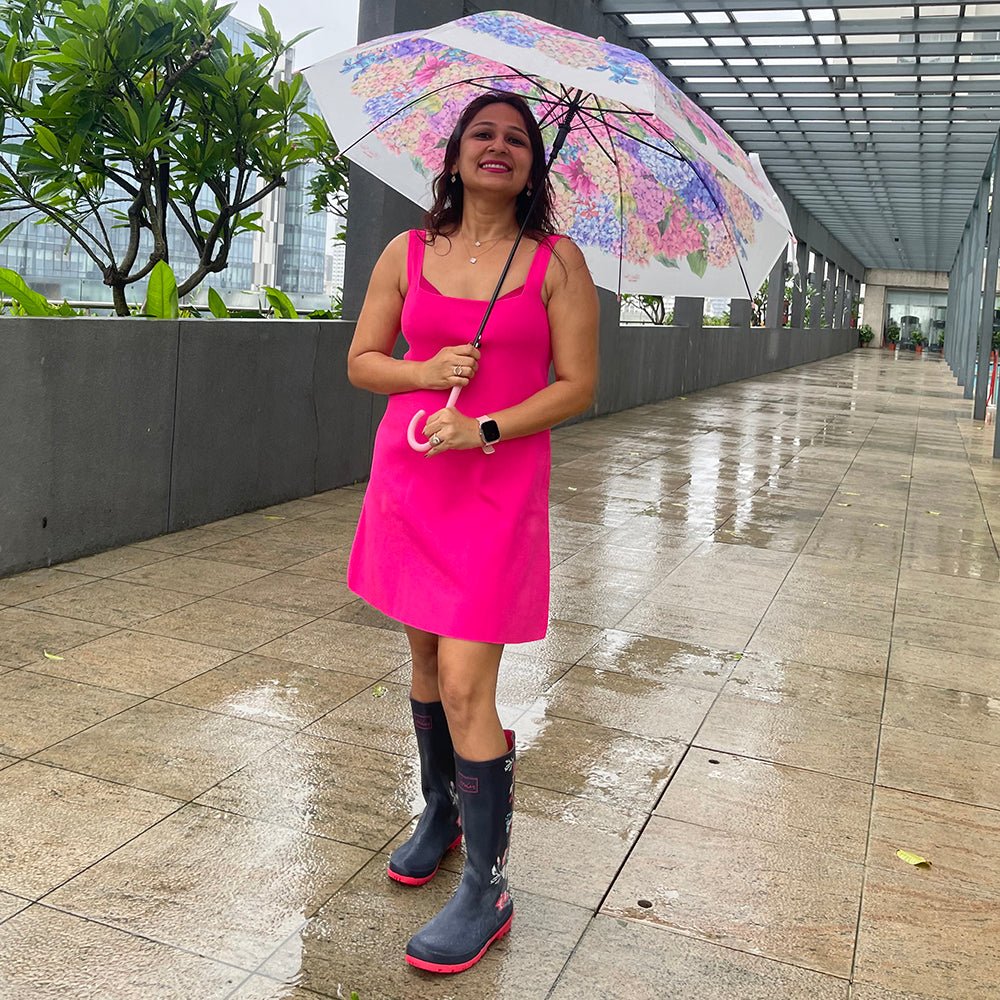 Pink Hydrangea Bunch Floral Print Translucent All-season Umbrella for kids & Adults - Little Surprise BoxPink Hydrangea Bunch Floral Print Translucent All-season Umbrella for kids & Adults
