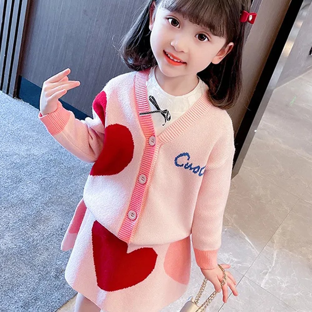 Pink & Red Heart , 2 pc Top & Skirt set for Toddlers and Kids - Little Surprise BoxPink & Red Heart , 2 pc Top & Skirt set for Toddlers and Kids
