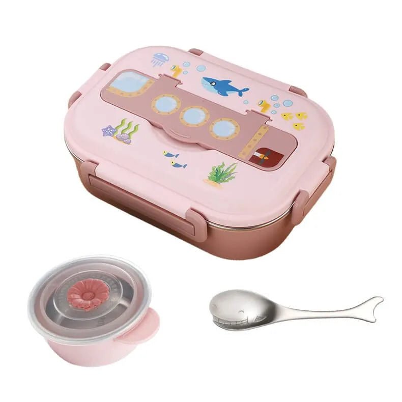 Buy HAZEL Air Tight Inner Stainless Steel Launch Box for Kids  Leak Proof  Tiffin Box With for School Children with Small Conatainer, Spoon and Fork,  Pink Online at Best Prices in