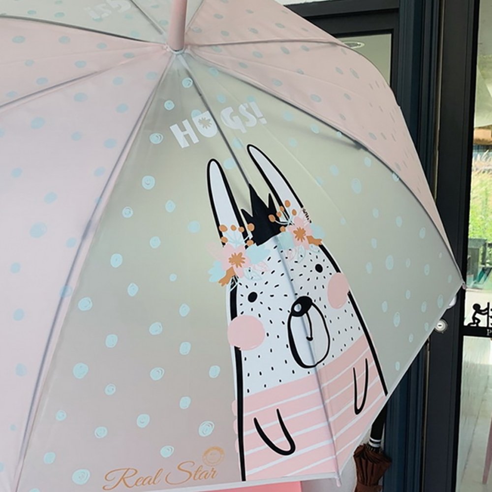 Pink Translucent Bunny Hugs, Rain and All-season Umbrella for Kids & Adults - Little Surprise BoxPink Translucent Bunny Hugs, Rain and All-season Umbrella for Kids & Adults