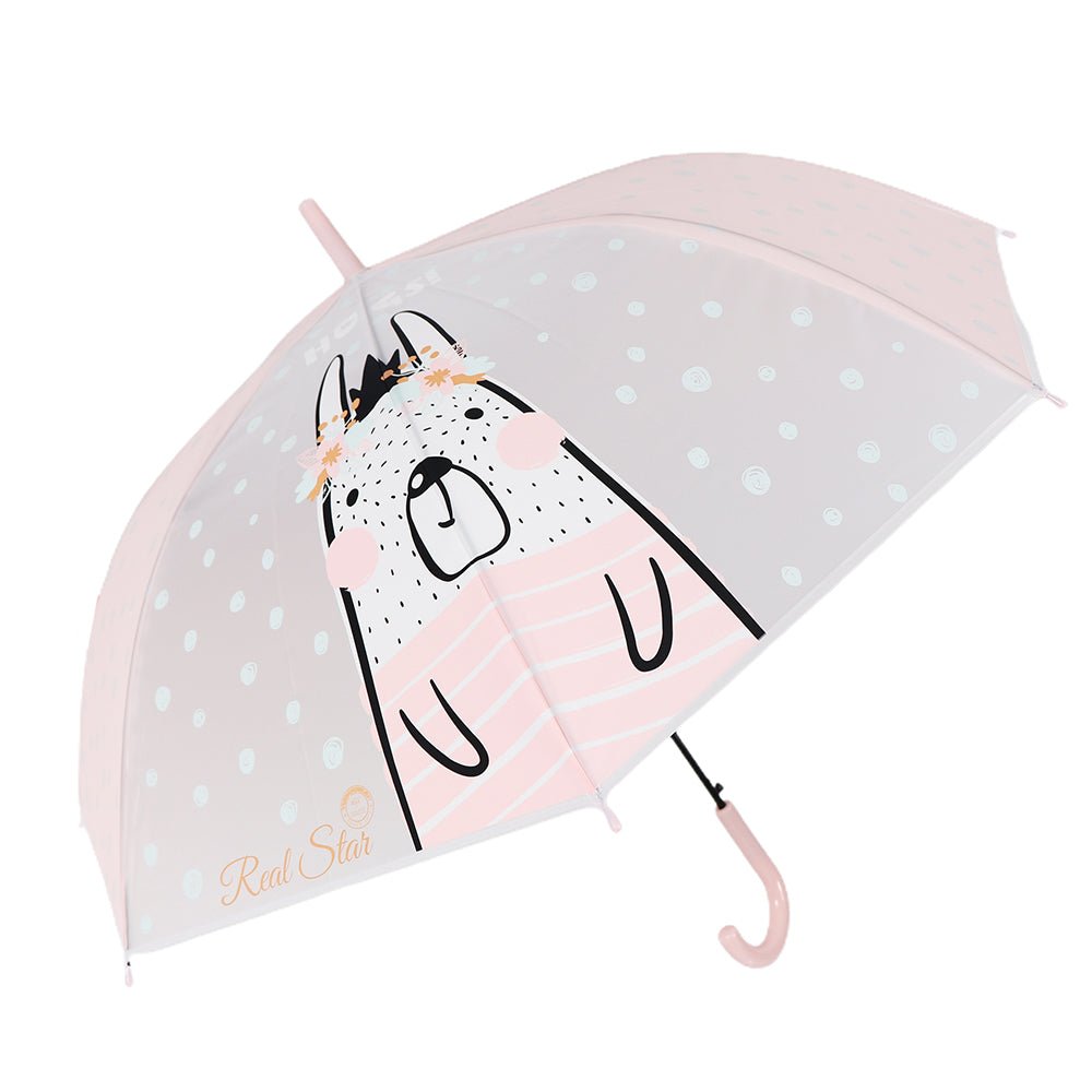 Pink Translucent Bunny Hugs, Rain and All-season Umbrella for Kids & Adults - Little Surprise BoxPink Translucent Bunny Hugs, Rain and All-season Umbrella for Kids & Adults