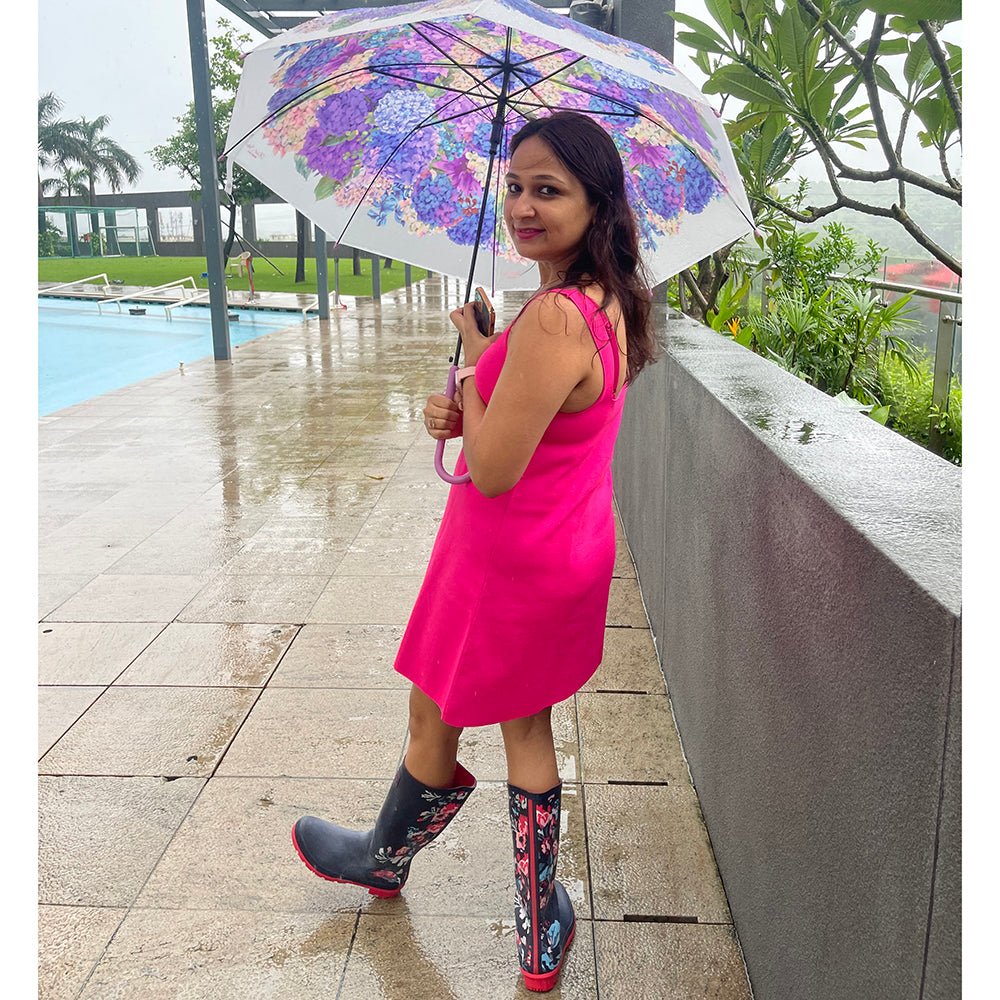Purple Hydrangea Bunch Floral Print Translucent All-season Umbrella for Kids & Adults - Little Surprise BoxPurple Hydrangea Bunch Floral Print Translucent All-season Umbrella for Kids & Adults