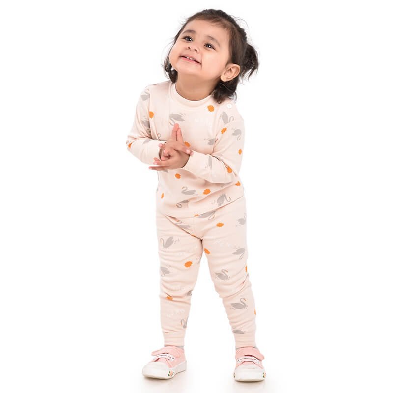 Queen Swan Full sleeves tops & pants set Unisex Kids Wear - Little Surprise BoxQueen Swan Full sleeves tops & pants set Unisex Kids Wear