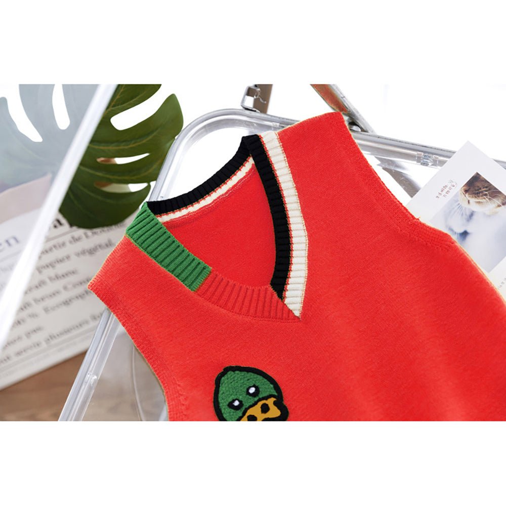 Red Donald V Neck Winter Warmer Cardigan & Sweater for toddlers & Kids - Little Surprise BoxRed Donald V Neck Winter Warmer Cardigan & Sweater for toddlers & Kids