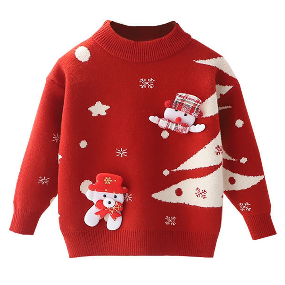 Red with White Xmas Tree Warmer Cardigan Christmas Sweater for toddlers Kids