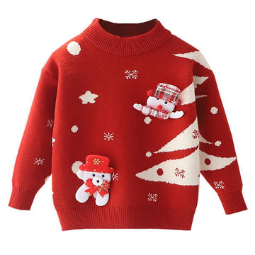 Red with White Xmas Tree Warmer Cardigan & Christmas Sweater for toddlers & Kids - Little Surprise BoxRed with White Xmas Tree Warmer Cardigan & Christmas Sweater for toddlers & Kids