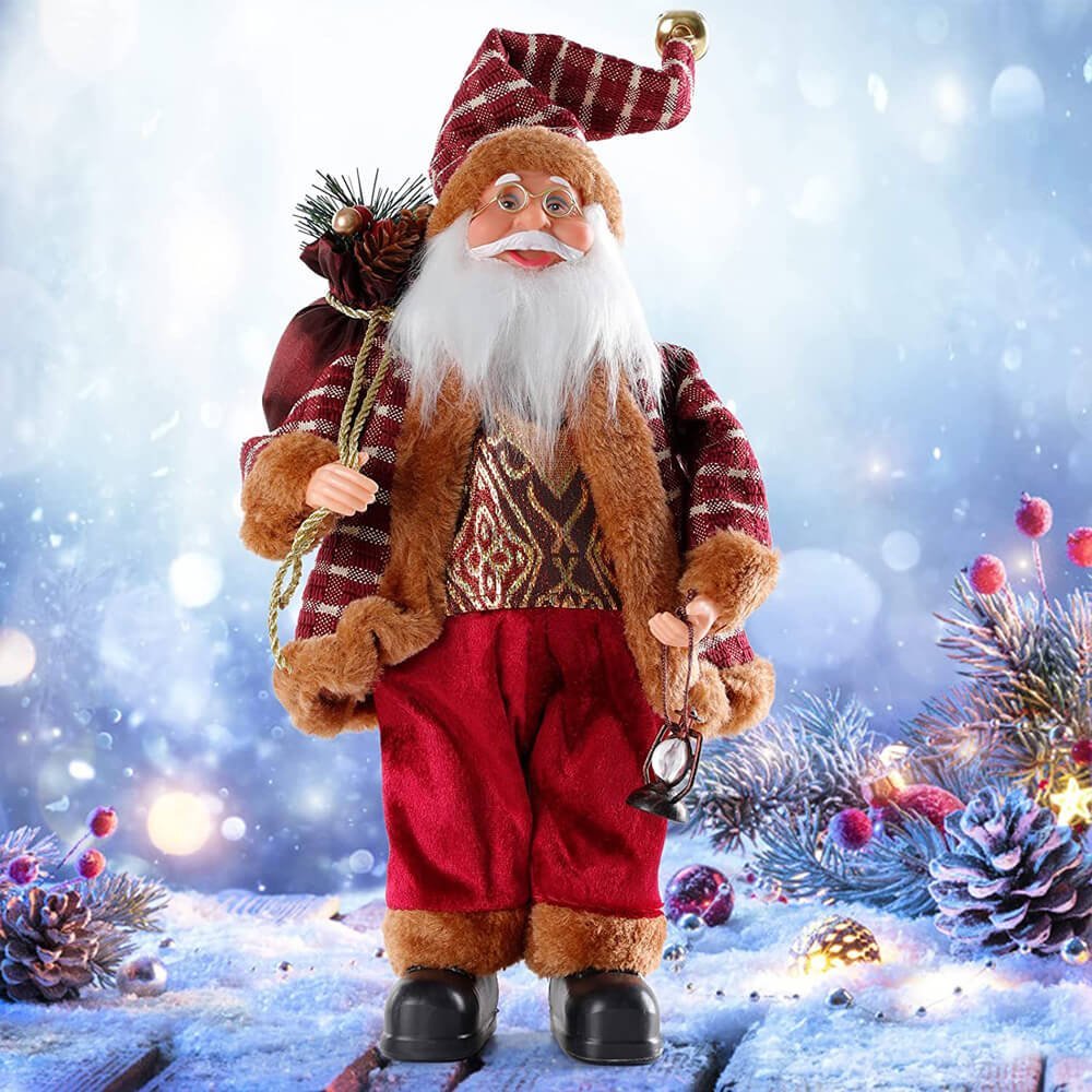 Royal Maroon Velvet and Gold outfit Self Standing Santa Claus Christmas Table Decor - Little Surprise BoxRoyal Maroon Velvet and Gold outfit Self Standing Santa Claus Christmas Table Decor