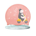 Silicone Kids Swimming Cap, Rider Hippo print, Peach - Little Surprise BoxSilicone Kids Swimming Cap, Rider Hippo print, Peach