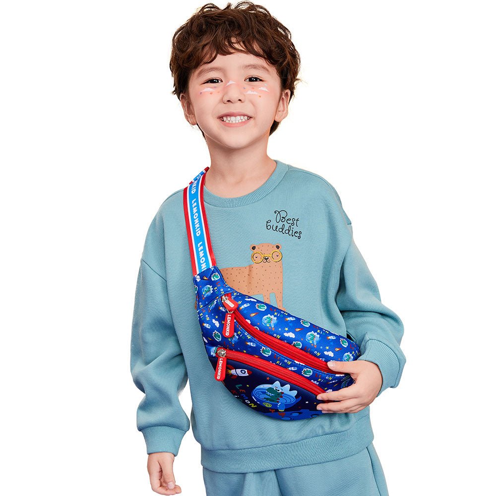 Space Blue Dinosaurs cross-body/ Fanny pack Hip pouch for Kids - Little Surprise BoxSpace Blue Dinosaurs cross-body/ Fanny pack Hip pouch for Kids