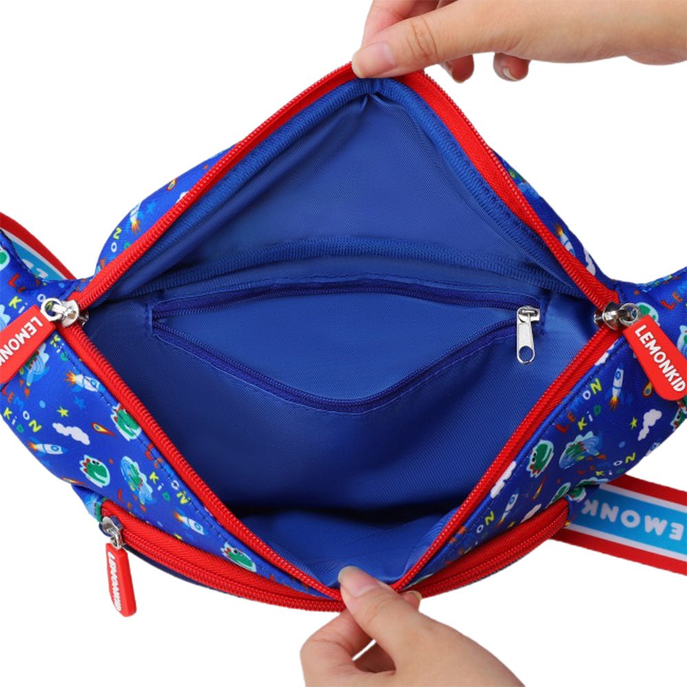 Space Blue Dinosaurs cross-body/ Fanny pack Hip pouch for Kids - Little Surprise BoxSpace Blue Dinosaurs cross-body/ Fanny pack Hip pouch for Kids