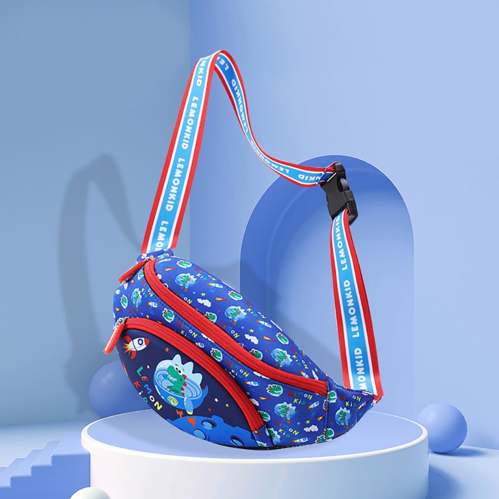 Space Blue Dinosaurs cross-body/ Fanny pack Hip pouch for Kids - Little Surprise BoxSpace Blue Dinosaurs cross-body/ Fanny pack Hip pouch for Kids