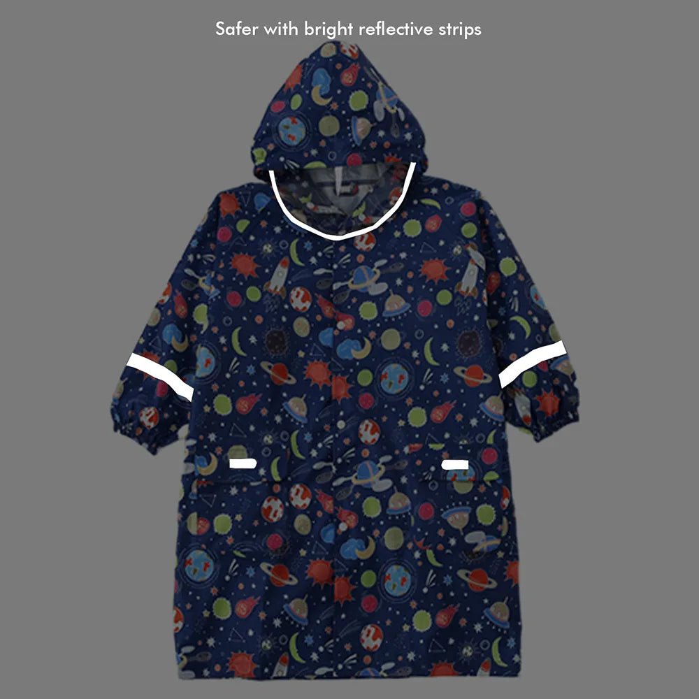 Starry Planet Theme, Knee Length Raincoat for Kids - Little Surprise BoxStarry Planet Theme, Knee Length Raincoat for Kids