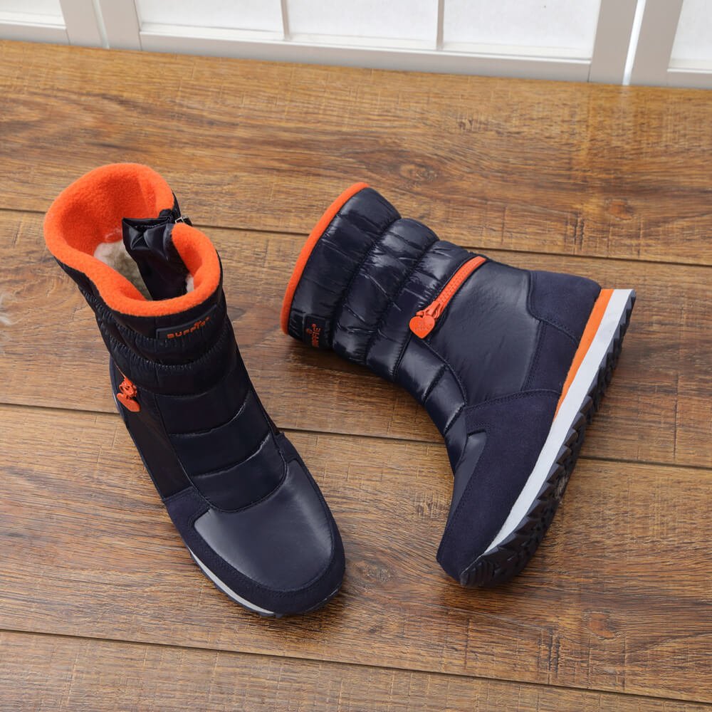 Stunning Black & Orange Zipper Women Winter / Snow Boots - Little Surprise BoxStunning Black & Orange Zipper Women Winter / Snow Boots