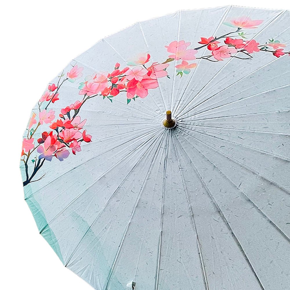 Teal & Pink Floral, Chinese Canopy Style Rain and All season Umbrella - Little Surprise BoxTeal & Pink Floral, Chinese Canopy Style Rain and All season Umbrella