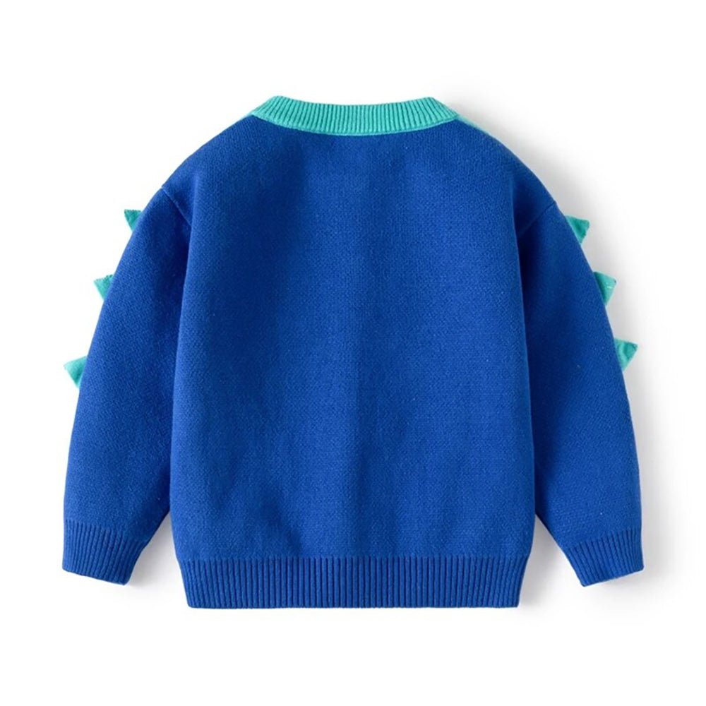 Turquoise Blue Dinosaur Cardigan/Warmer/Sweater for Toddlers & Kids - Little Surprise BoxTurquoise Blue Dinosaur Cardigan/Warmer/Sweater for Toddlers & Kids