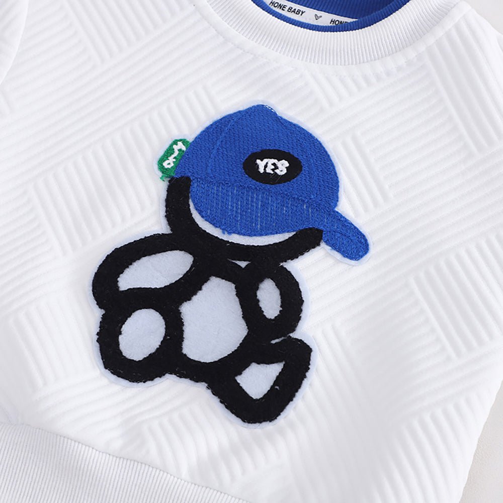 White & Grey Rock on Teddy 2 piece Track Suit set for Toddlers & Kids - Little Surprise BoxWhite & Grey Rock on Teddy 2 piece Track Suit set for Toddlers & Kids