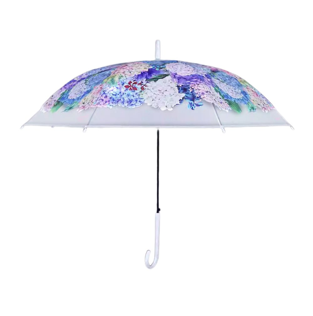 White Hydrangea Bunch Floral Print Translucent All-season Umbrella for Kids & Adults - Little Surprise BoxWhite Hydrangea Bunch Floral Print Translucent All-season Umbrella for Kids & Adults