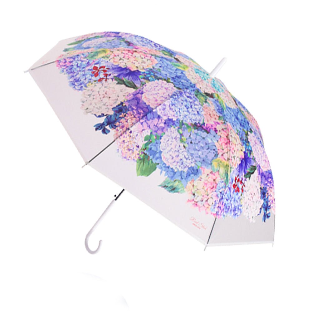 White Hydrangea Bunch Floral Print Translucent All-season Umbrella for Kids & Adults - Little Surprise BoxWhite Hydrangea Bunch Floral Print Translucent All-season Umbrella for Kids & Adults