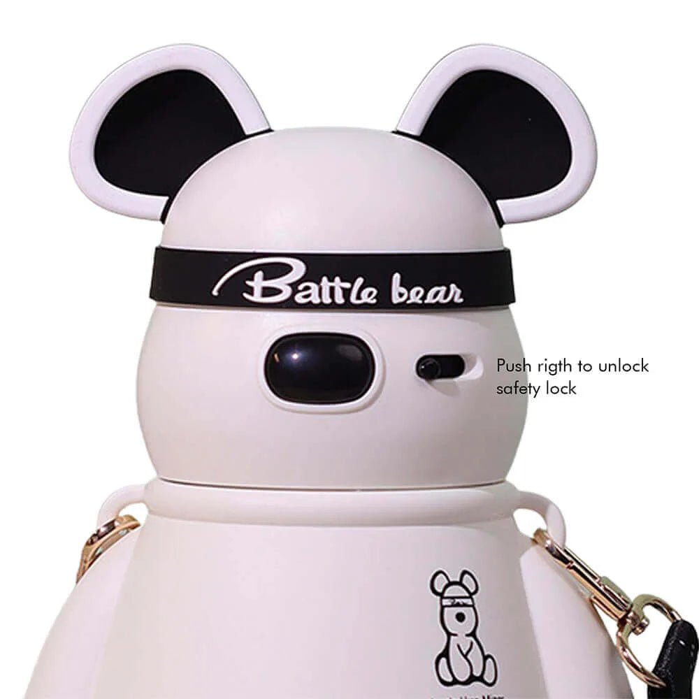 White, Kelly Jo Bear water bottle for Kids and Adults, 1100 ml, Black - Little Surprise BoxWhite, Kelly Jo Bear water bottle for Kids and Adults, 1100 ml, Black
