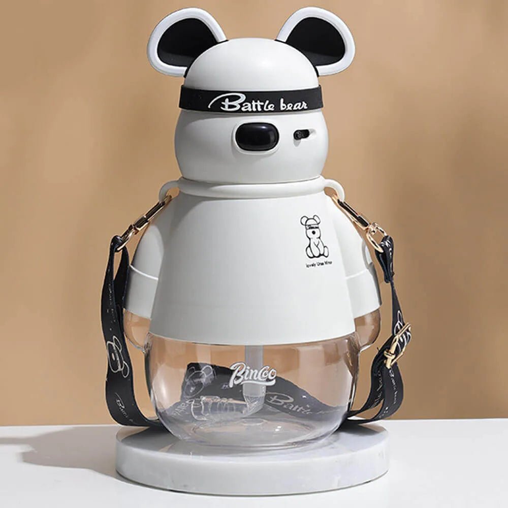 White, Kelly Jo Bear water bottle for Kids and Adults, 1100 ml, Black - Little Surprise BoxWhite, Kelly Jo Bear water bottle for Kids and Adults, 1100 ml, Black