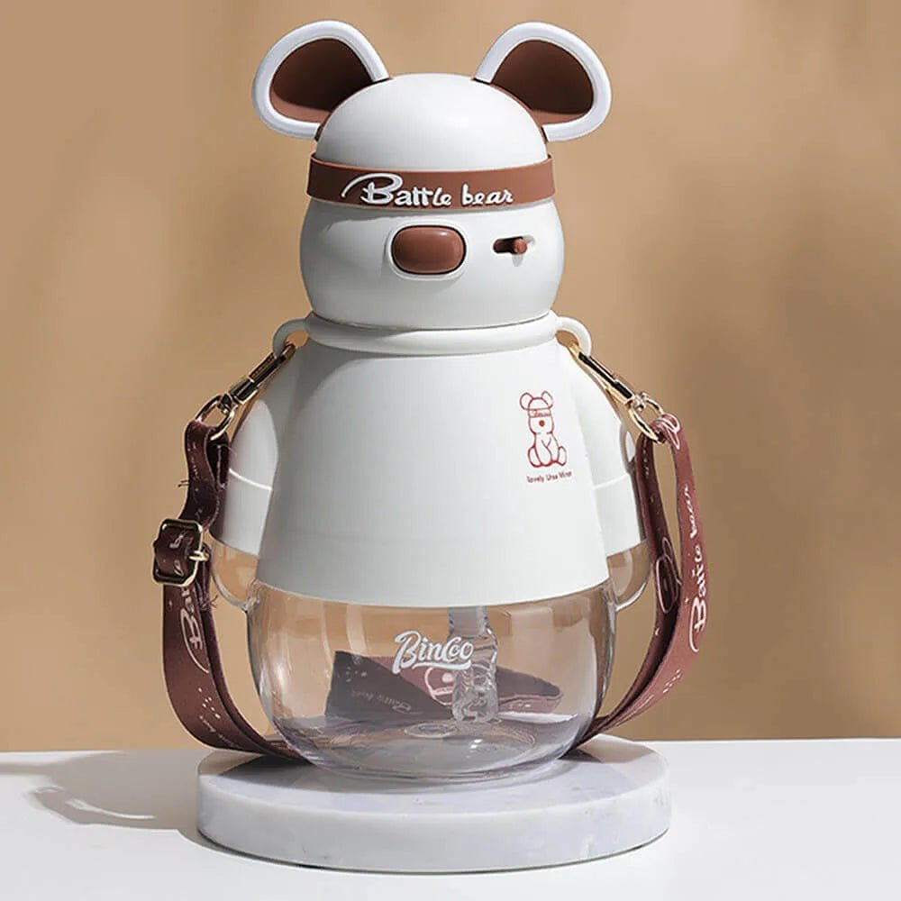 White, Kelly Jo Bear water bottle for Kids and Adults,1100 ml, Brown - Little Surprise BoxWhite, Kelly Jo Bear water bottle for Kids and Adults,1100 ml, Brown
