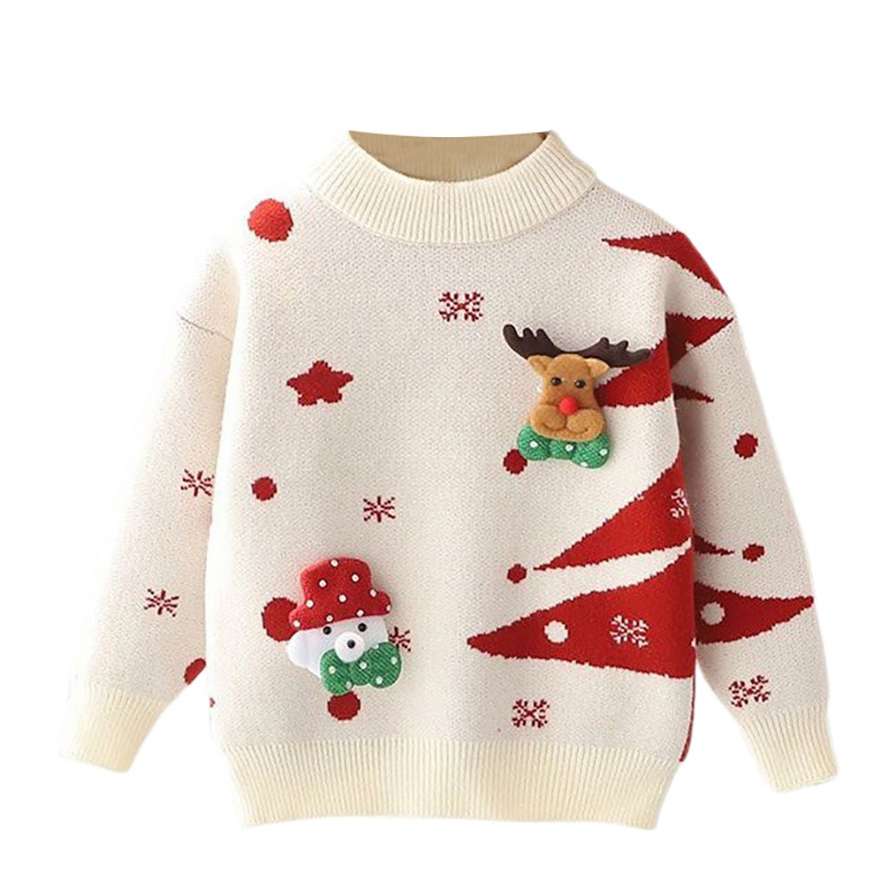 White with Red Xmas Tree Warmer Cardigan Christmas Sweater for toddlers Kids
