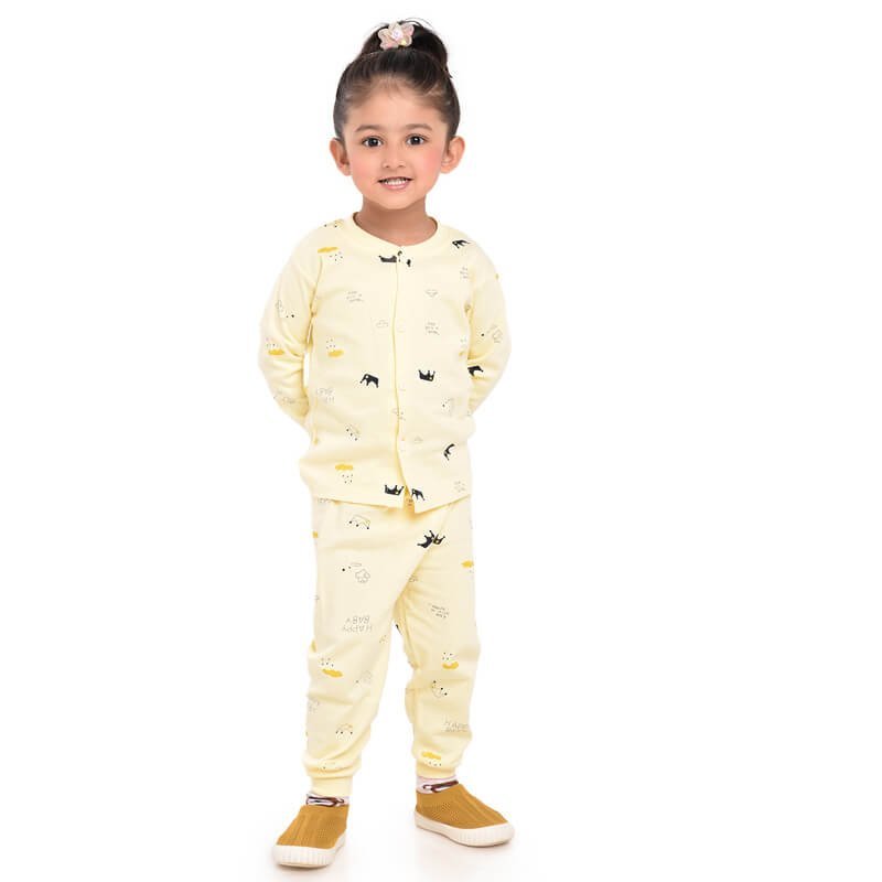 Yellow Happy Baby Full sleeves tops & pants set Unisex Kids Wear - Little Surprise BoxYellow Happy Baby Full sleeves tops & pants set Unisex Kids Wear