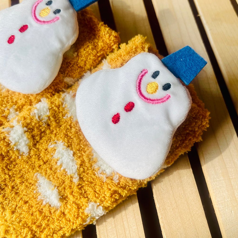Yellow Xmas Snowman theme Woolen Christmas Socks for Infants (0-12) months - Little Surprise BoxYellow Xmas Snowman theme Woolen Christmas Socks for Infants (0-12) months
