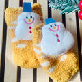 Yellow Xmas Snowman theme Woolen Christmas Socks for Infants (0-12) months - Little Surprise BoxYellow Xmas Snowman theme Woolen Christmas Socks for Infants (0-12) months