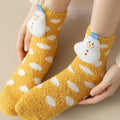 Yellow Xmas Snowman theme Woolen Christmas Socks for Infants (0-12) months - Little Surprise BoxYellow Xmas Snowman theme Woolen Christmas Socks for Infants (0-12) months