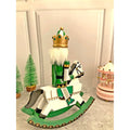 12 inches wooden Green Rocking Horse King Nutcracker self standing Christmas Table Decor - Little Surprise Box12 inches wooden Green Rocking Horse King Nutcracker self standing Christmas Table Decor