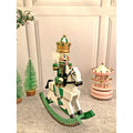 12 inches wooden Green Rocking Horse King Nutcracker self standing Christmas Table Decor - Little Surprise Box12 inches wooden Green Rocking Horse King Nutcracker self standing Christmas Table Decor