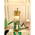 12 inches wooden Green Rocking Horse King Nutcracker self standing Christmas Table Decor - Little Surprise Box12 inches wooden Green Rocking Horse King Nutcracker self standing Christmas Table Decor