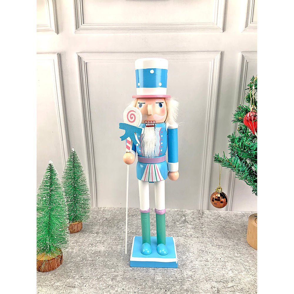 15 inches wooden Pastel Blue Lollipop Nutcracker self standing Christmas Table Decor - Little Surprise Box15 inches wooden Pastel Blue Lollipop Nutcracker self standing Christmas Table Decor