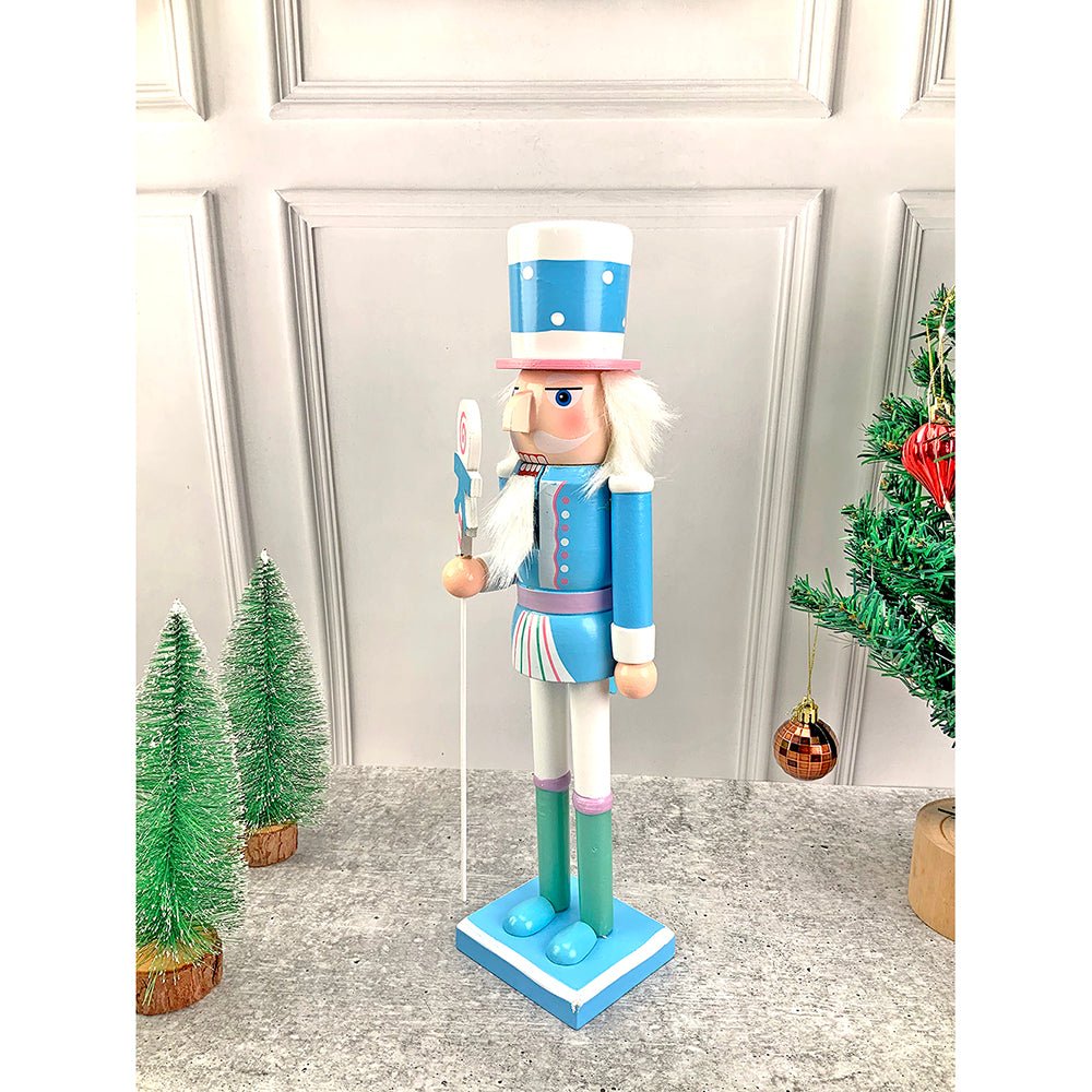 15 inches wooden Pastel Blue Lollipop Nutcracker self standing Christmas Table Decor - Little Surprise Box15 inches wooden Pastel Blue Lollipop Nutcracker self standing Christmas Table Decor