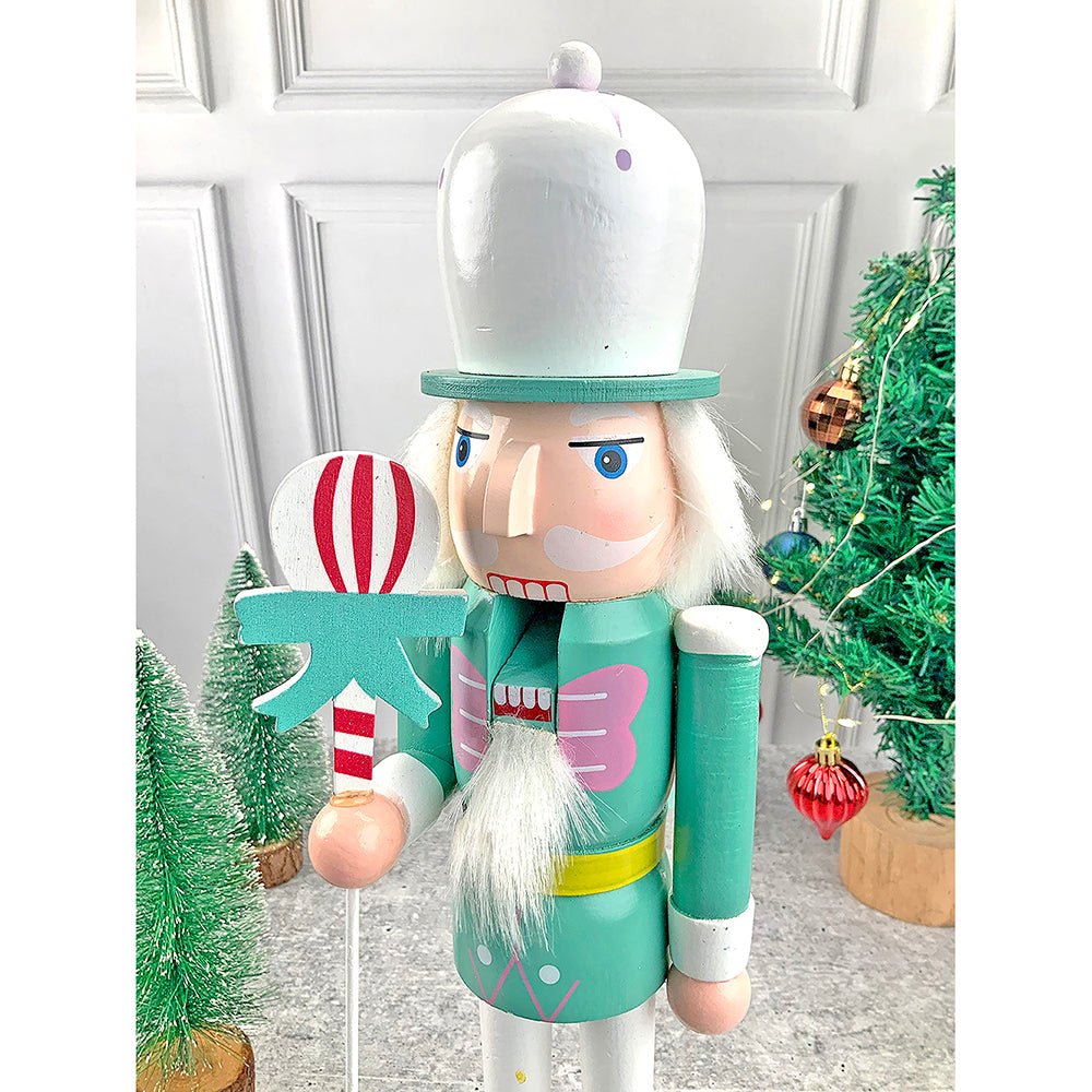 15 inches wooden Pastel Green Balloon Nutcracker self standing Christmas Table Decor - Little Surprise Box15 inches wooden Pastel Green Balloon Nutcracker self standing Christmas Table Decor